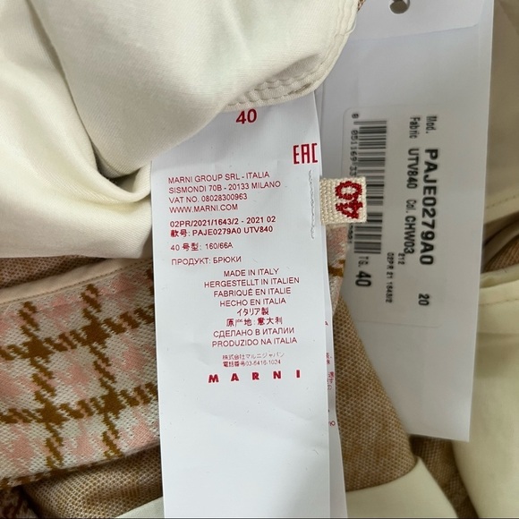 Marni NWT Natural Houndstooth Jacquard Kick-flare Pants Quiet Luxury Mocha Cream - Picture 12 of 15